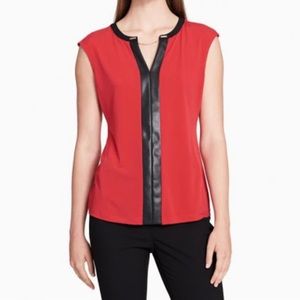 Calvin Klein Faux Leather Sleeveless Top